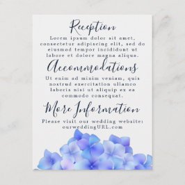 Cartões de Recepção de Hortênsia Azul Aquarela