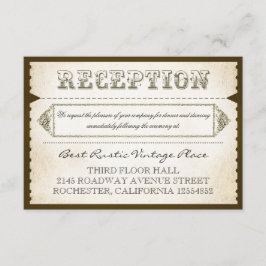 cartões de recepção rústicos vintage - ingressos