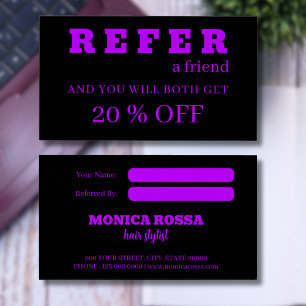 Cartões de Referência Negra Roxo Moderno