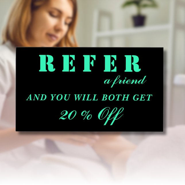 Cartões de Referência Negra Teal Neon Moderno (Criador carregado)