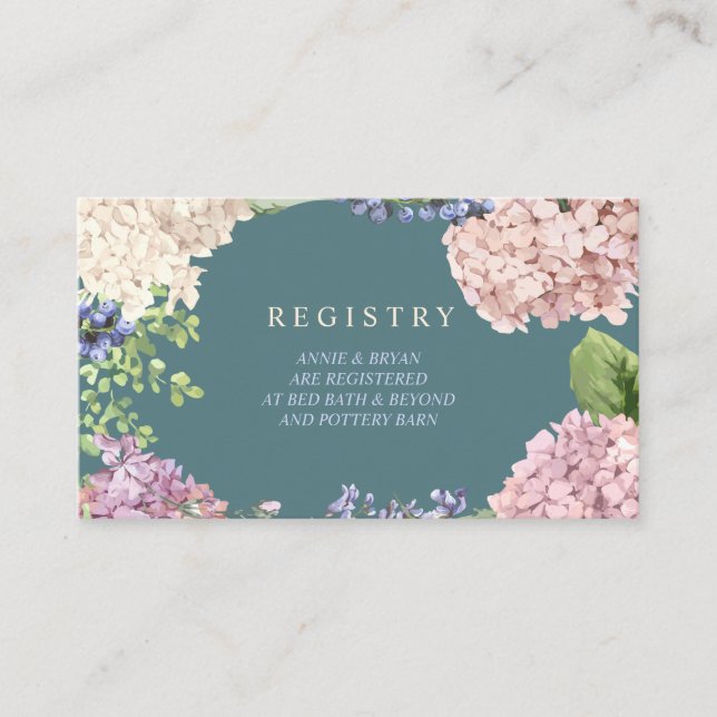 Cartões de Registro de Casamento de Hortênsias Ele (Frente)