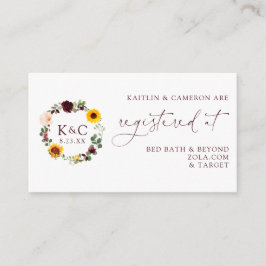 Cartões de registro de casamentos Rosas de Sunflow