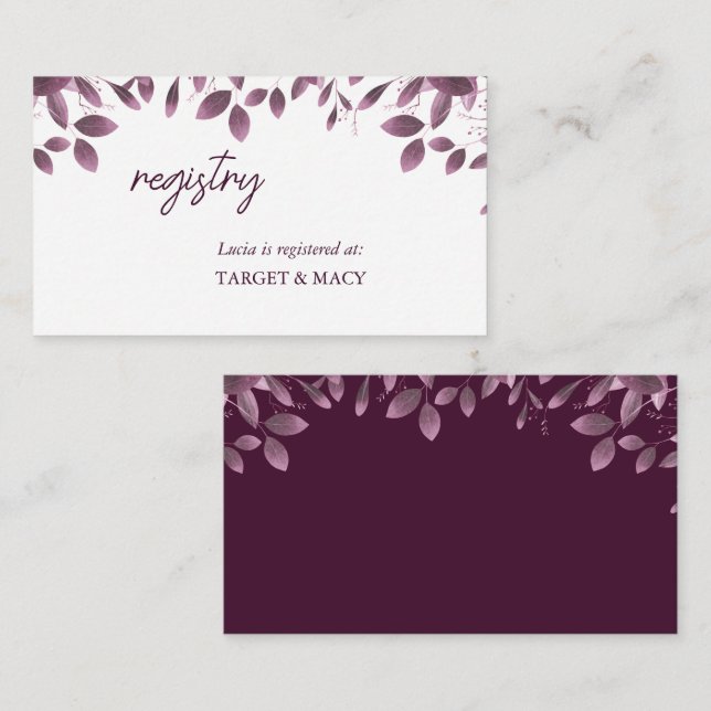 Cartões de Registro de Chá de Noiva Folha da Flore (Frente/Verso)