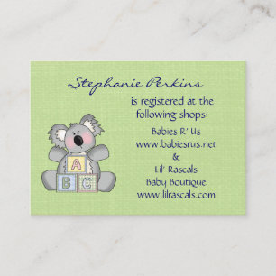 Cartões de registro Koala Baby