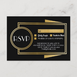 Cartões de Resposta Art Deco RSVP 1920 Ouro Preto