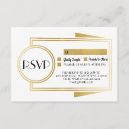 Cartões de Resposta Art Deco RSVP 1920's Dourado B