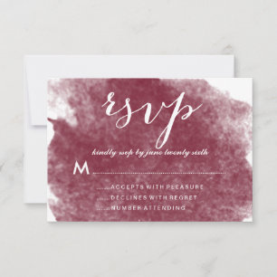 CARTÕES DE RESPOSTA DE CASAMENTO AQUARELA VINHO CH