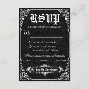 Cartões de Resposta de Casamento Black Gothic Vict