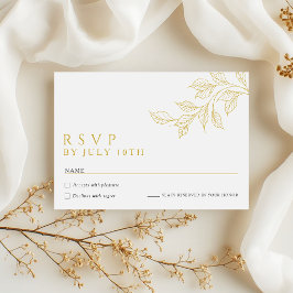 Cartões de Resposta de Casamento Botânicos Dourado