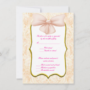 Cartões de Resposta de Casamento com Laço Rosa