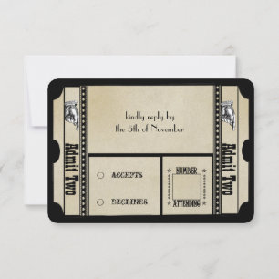 Cartões de Resposta de Casamento com Texto Preto F