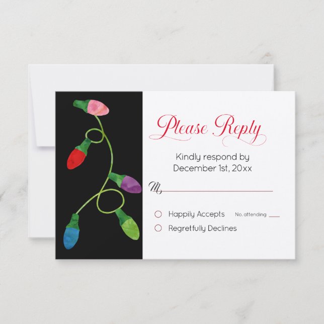 Cartões de Resposta de Casamento das Luzes de Nata (Frente)