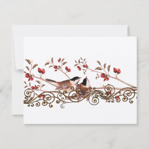 Cartões de Resposta de Casamento de Chickadees Vin
