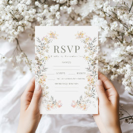 Cartões de resposta de casamento de flores silvest