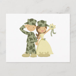 Cartões de resposta de casamento de soldado e noiv
