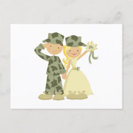 Cartões de resposta de casamento de soldado e noiv