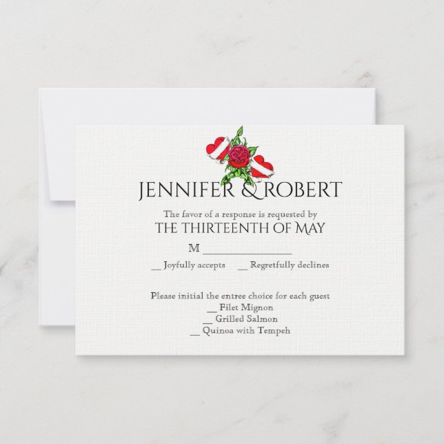 Cartões de Resposta de Casamento e Corações Rockab (Frente)