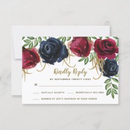 Cartões de Resposta de Casamento em Burgundy Rústi