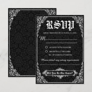 Cartões de Resposta de Casamento em Preto no Estil
