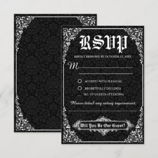 Cartões de Resposta de Casamento em Preto no Estil