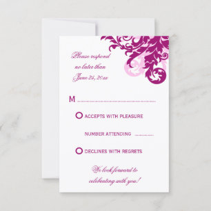 Cartões de Resposta de Casamento Magenta Flourish