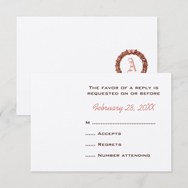 Cartões de Resposta de Casamento Monogramas (Frente/Verso)