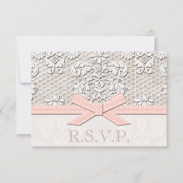 Cartões de resposta de casamento RSVP de rendas an (Frente)