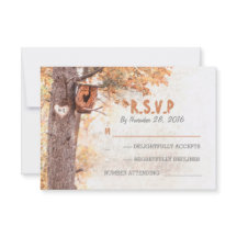 Cartões de resposta de casamento rústicos da árvor