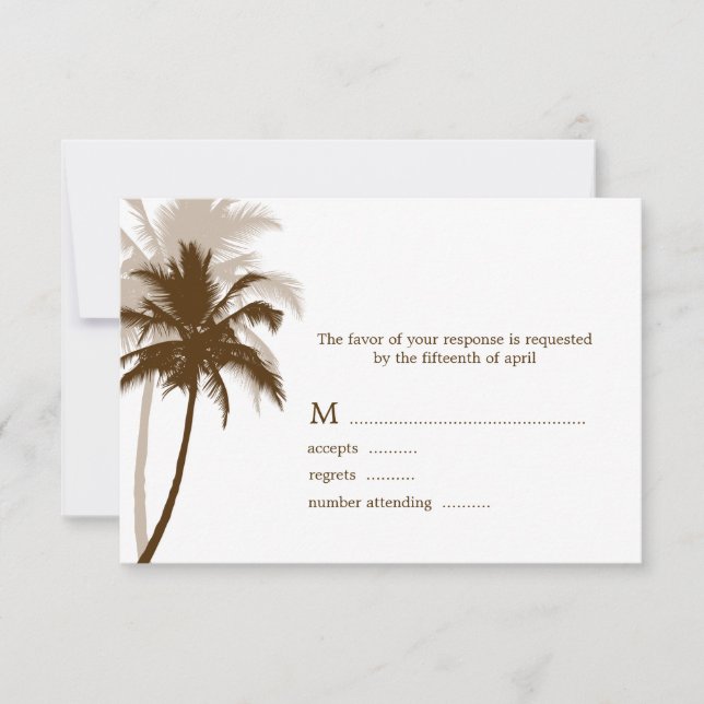 Cartões de Resposta de Casamento Tropical de Palm  (Frente)