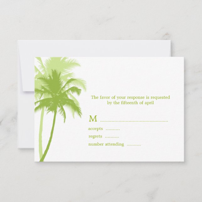 Cartões de Resposta de Casamento Tropical de Palm  (Frente)