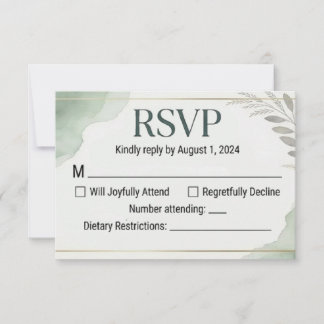 Cartões de Resposta de Casamento Willow Sage