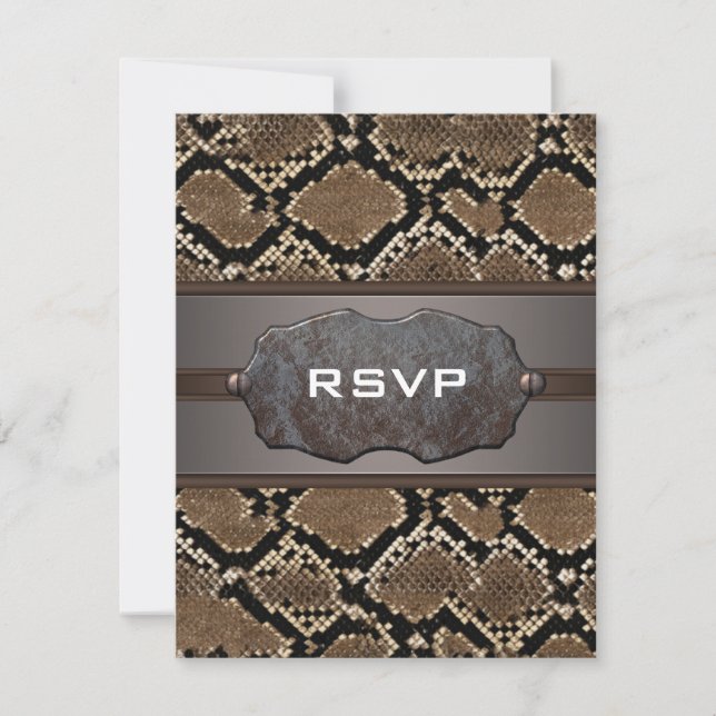 Cartões de Resposta de Convite RSVP de Couro de Co (Frente)