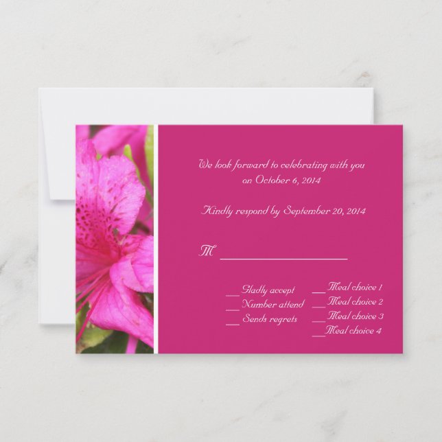 Cartões de resposta de flores de azálea rosa para  (Frente)