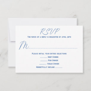 Cartões de Resposta de Menu de Casamento Branco
