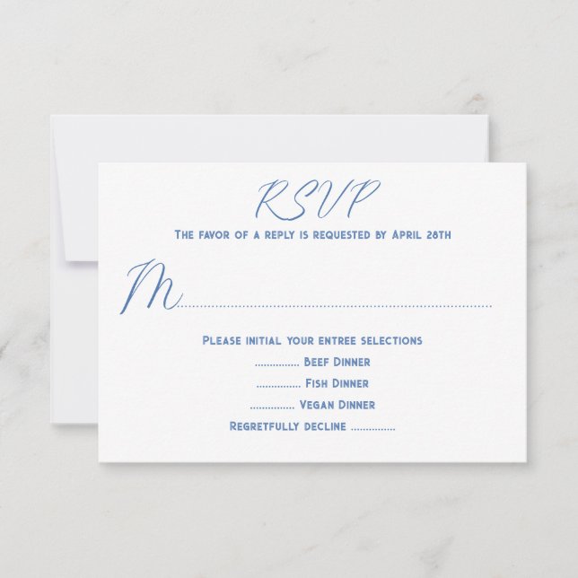 Cartões de Resposta de Menu de Casamento Branco (Frente)