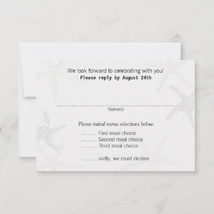 Cartões de Resposta de Menu de Casamento na Praia