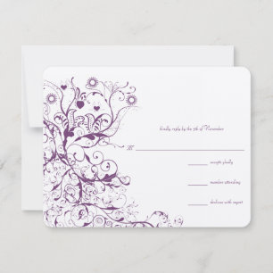Cartões de Resposta de RSVP de Casamento Plum Bird