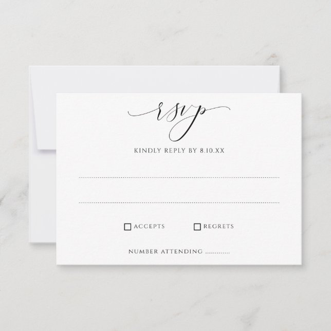 Cartões de Resposta de RSVP de Casamento Simples e (Frente)