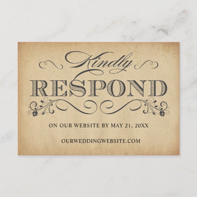 Cartões de Resposta de RSVP Online com Tipografia  (Frente)
