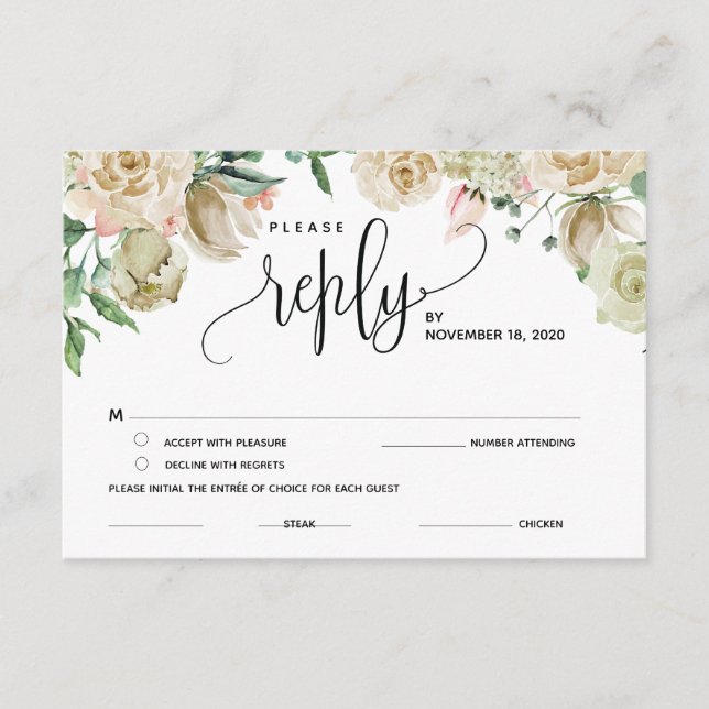 Cartões de Resposta de RSVP, Resposta, resposta Ca (Frente)