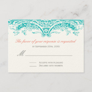 Cartões de resposta de turquesa e coral - RSVP