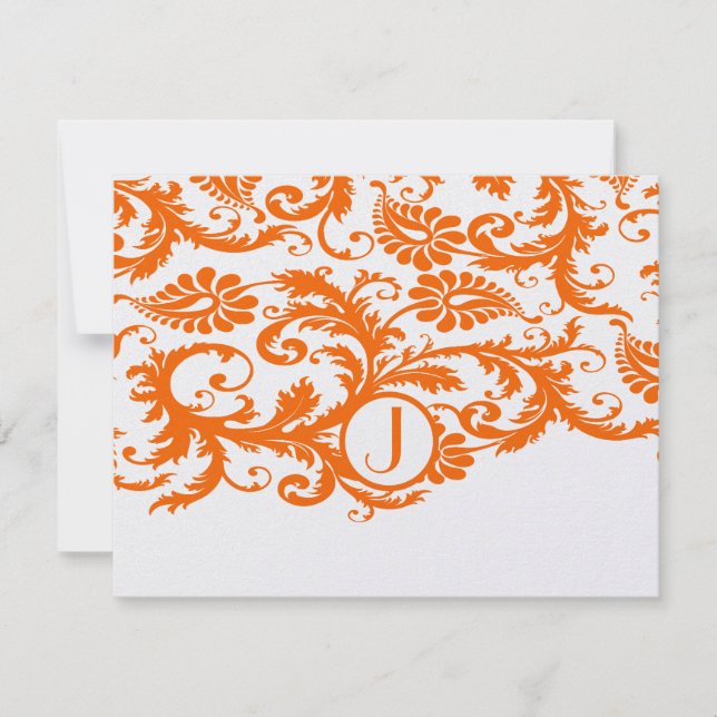 Cartões de Resposta Funky Damask Laranja (Frente)