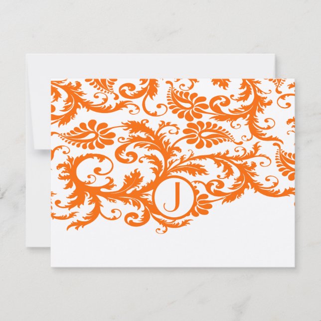 Cartões de Resposta Funky Damask Laranja (Frente)