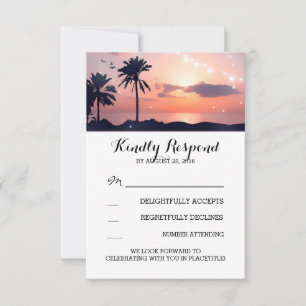cartões de resposta para casamento ao pôr do sol c