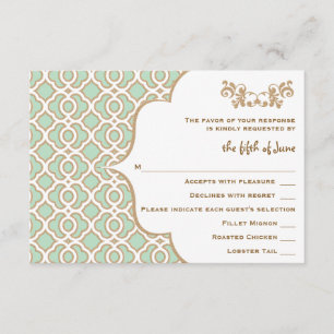 Cartões de resposta para casamento Dourado marroqu