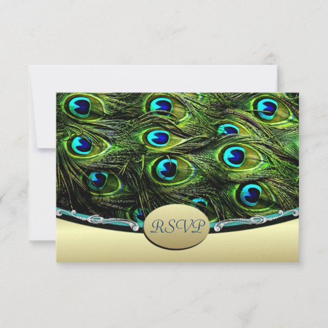 Cartões de Resposta para Casamento Peacock Wedding (Frente)