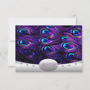 Cartões de Resposta para Casamento Purple Peacock 
