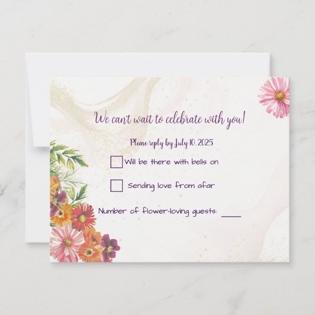 Cartões de Resposta para Casamento Romântico de Fl (Frente)