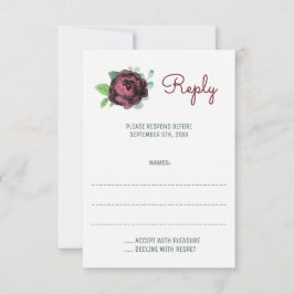 Cartões de resposta para casamentos com Rosas de B