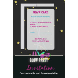 Cartões de Resposta para Festa Teen Glow – Neon Ni